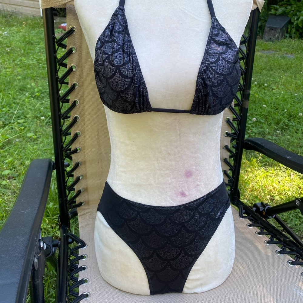 Black Sparkle Mermaid Teeny Bikini